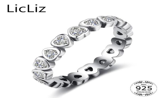 

licliz 925 sterling silver heart ring women micro pave cubic zirconia eternity ring forever wedding band stackable rings lr0475 y17679488, Slivery;golden
