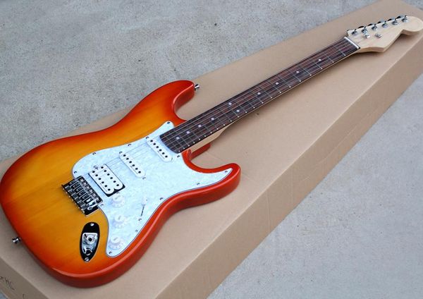 

factory whole cherry sunburst electric guitar with ssh pickupswhite pearled pickguardrosewood fretboardcan be customized as3019876