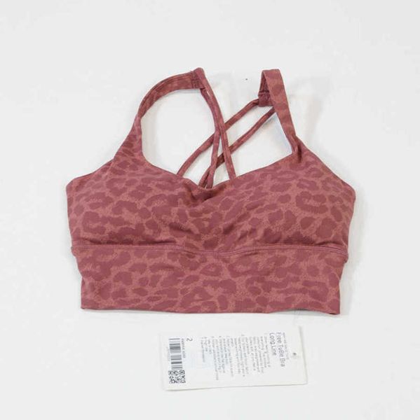 

designer lulus bras original leopard print yoga soft double stripe slim strap back strap women's sports tight underwear lululemens wome, White