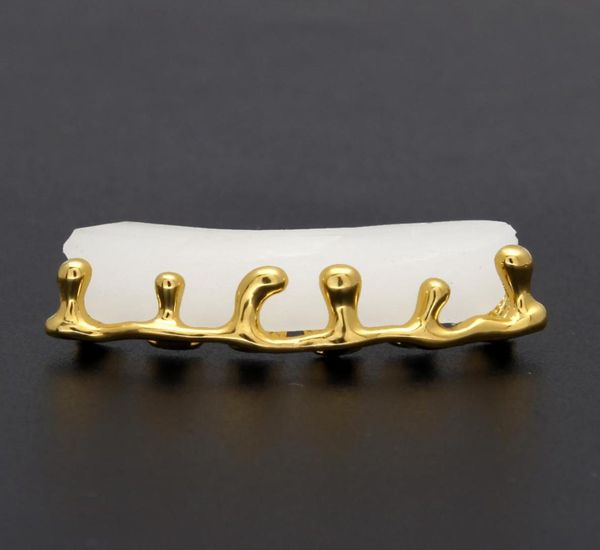 

new custom fit gold color hip hop teeth drip grillz caps lower bottom grill silver grills6466095, Black