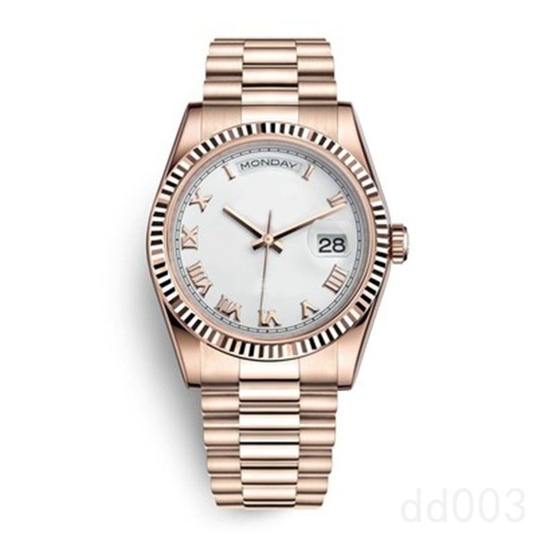 

218238 movement watch 41mm mens watches mature gentleman business casual orologio vintage style plated gold strap day date diamond watches e, Slivery;brown