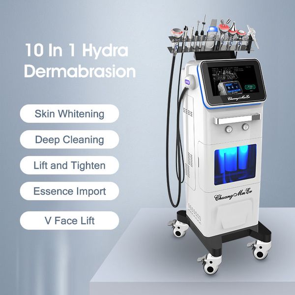 

10 in 1 deep cleaning hydro dermabrasion machine for facial cleaning facial machine oxygen microdermabrasion machine, Black;white