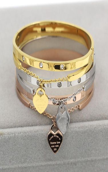 

luxury stainless steel women bangle roman numeral fashion bangles good quality rose gold jewelry for ladyparty bangle8428830, Black