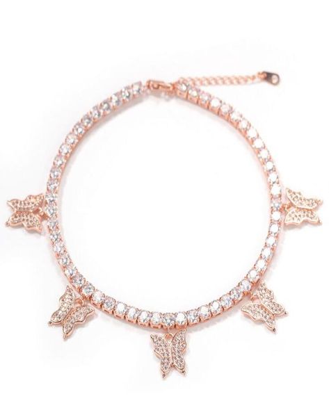 

2021 summer sell butterfly anklets sparkling luxury jewelry 925 sterling silver party sweet cute gilrs women fash4647472, Red;blue