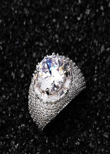 

hip hop stones ring jewelry 18k gold plated fashion mens zircon large diamond rings5115175, Silver