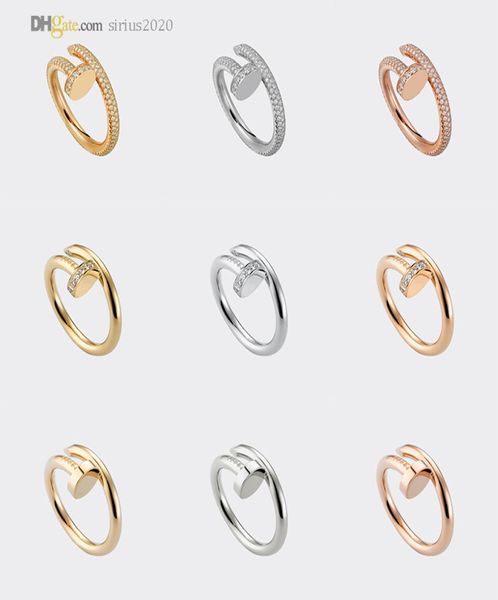 

nail ring designer ring carti rings diamondpaved womenmen band luxury jewelry titanium steel goldplated never fade not allergic8627655, Silver