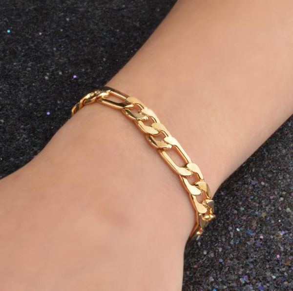 

gold bracelet men 31nk chic bracelet explosion models 18k gold plating copper jewelry electroplating figaro 8mm mens bracelets9155843, Silver