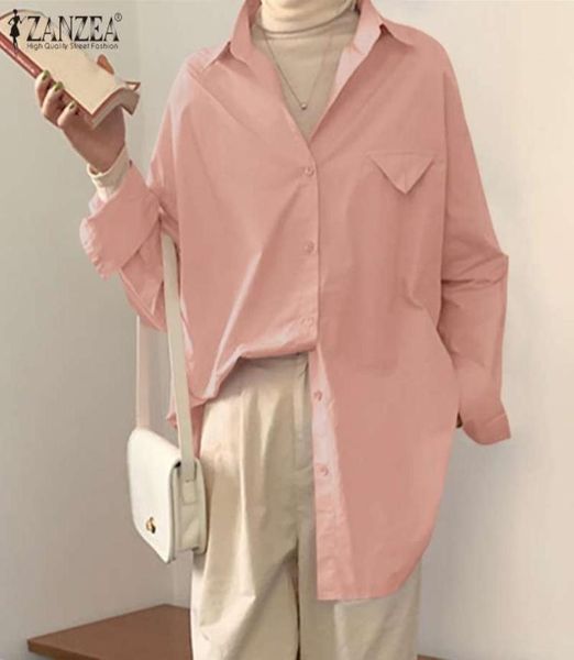 

5xl zanzae elegant women blouse 2021 autumn casual stiped shirts ladies single pockets oversize breasted long sleeve loose 9401096, White