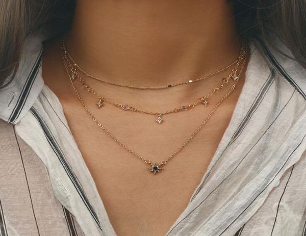 

necklace pendant 3 layer set star diamond beach summer woman girl gift fashion whole pop jewelry gold4867967, Silver