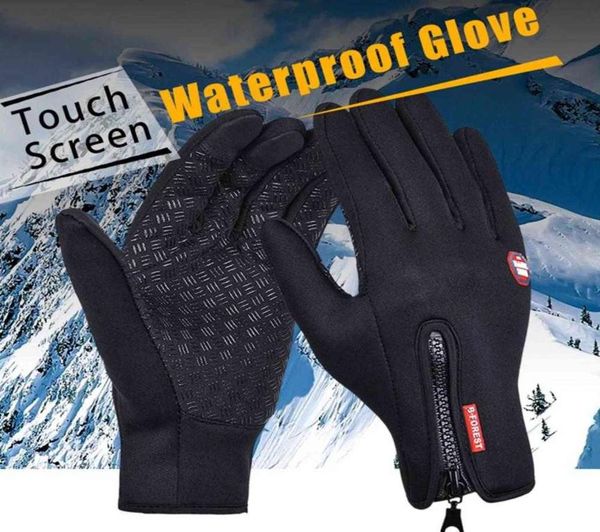 

winter warm cycling glove waterproof windproof bicycle ski fishing motorcycle bike full finger can screen gloves for women men8411198, Black