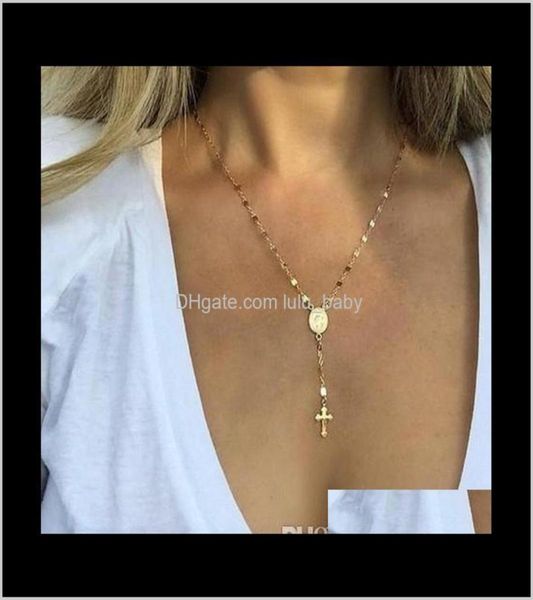 

anti virus for women virgin maria cross pendant gold plated gift idea l067t chokers vbhj08651555, Golden;silver