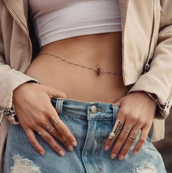

2019 bohemia summer beach body jewelry for women accessory gold silver colors copper beads waist belly chains necklaces5157570