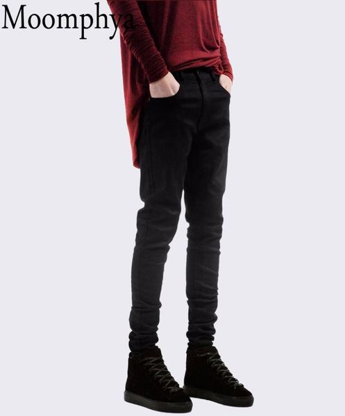 

denim skinny all black slim fit straight men solid color high street biker jeans mx2008149744000, Blue
