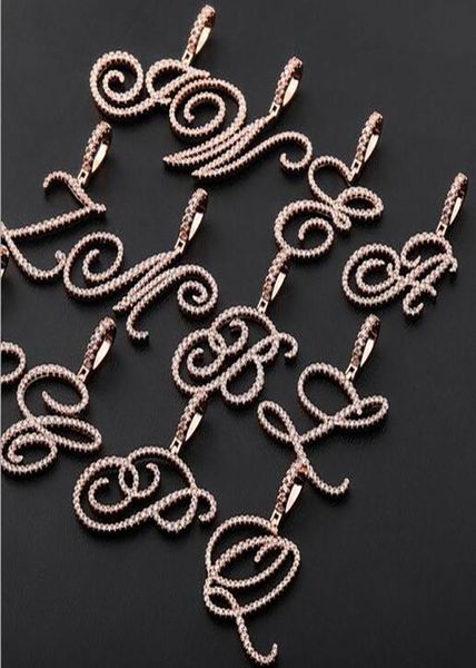 

iced out cursive writing letters pendant necklace custom combination letters name pendant necklace with 24inch rope necklaces zirc9538981, Black