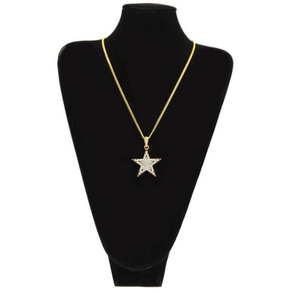 

iced out rhinestone gold hiphop jewelry for men mini star charm pendant necklaces pop street style hip hop accessories whole2673744, Silver