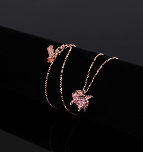 

new authentic imagination pave pig mini pendant necklace pink multi6663619, Silver