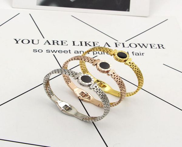 

newstainless steel rome digital charm bracelets for women watch strap black hollow fashionista love titanium men bangles jewelry a7544350