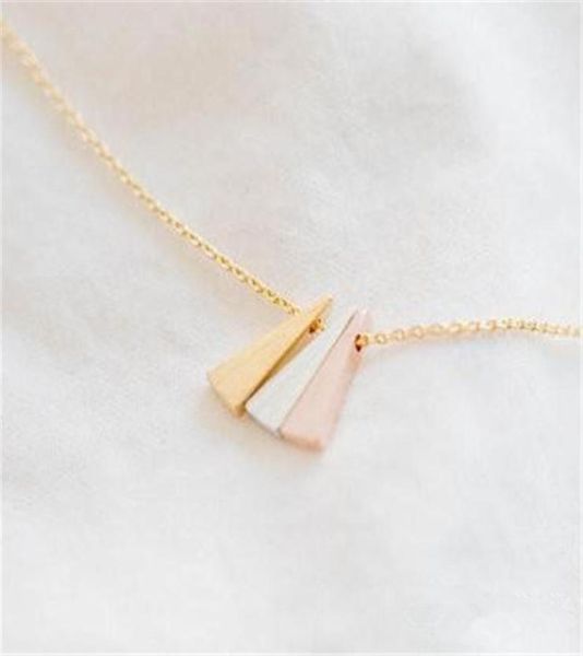 

fashion triangle necklace pendants gold silver plated necklace for women gift whole8941964