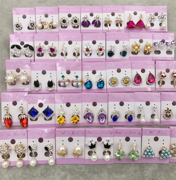 

new diamond stud drop earrings wedding crown princess dangle silver gold pearl opal trendy black earrings valentine gift 4913446, Golden;silver