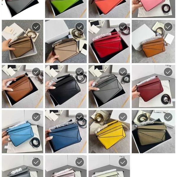 

high version geometry bag lowe brand diagonal handbag puzzles leather new mini handheld leather wallet premium layer calfskin spliced vintag