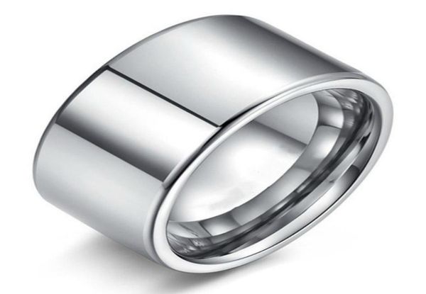 

simple 10mm wide large titanium steel face ring for men super wide silver color men039s big finger rings wedding jewelry1455269