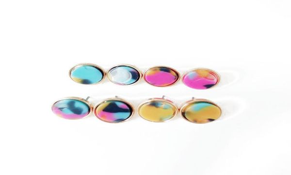 

new cute rainbow mixed color alloy round fashion sweet stud earring simple popular whole gift elegant girl stud earring8804077, Golden;silver