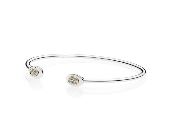 

buttoned halfopen bracelet for pandora style 925 silver fashion with diamond shiny bracelet with original box9628937, White