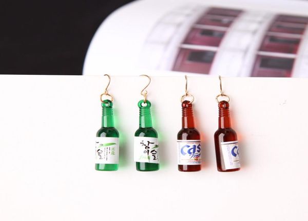 

creative water bottle drop earrings for women girl 2019 funny drinking style cartoon wine bottle dangle earrings4719285, Golden