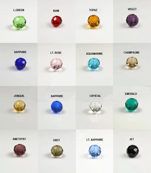 

wholes 6mm rondelle glass faceted bead mix loose pack0122282909, Crystal