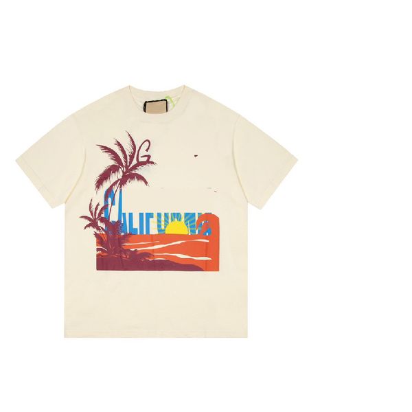 

2023 designer spring summer europe italy california beach coconut tee sunset t shirt men women fashion cotton tshirts, White;black
