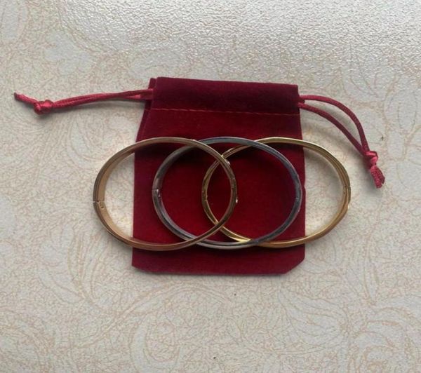 

europe america fashion jewelry love bracelet bangle women men titanium steel gold silver couple bracelets jewelry with velvet bag 5047477, Black