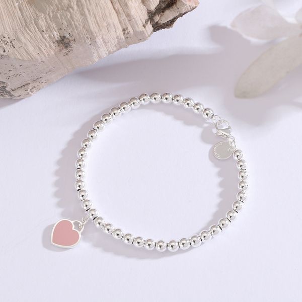 

designer bracelets for women trendy jewlery love bracelet fashion classic jewellery stainless steel chain charm heart beaded bracelets gifts, Black
