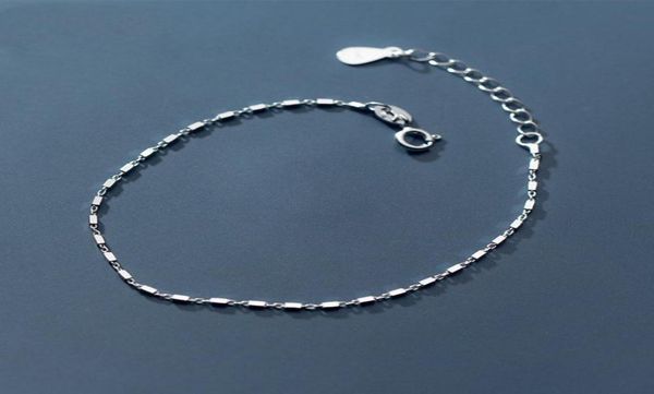 

beautiful genuine sterling silver link chain bracelet jewelry gift white rhodium plated stamped s925 bracelets for women girls who9688379, Black