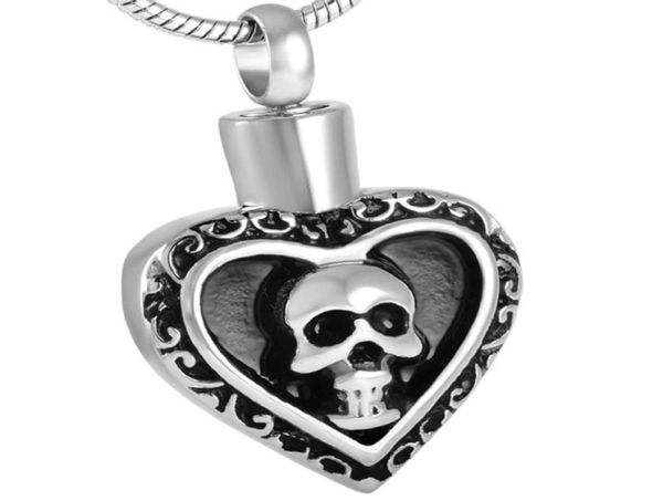 

h8541 personalized skull heads heart urn pendant men charm whole stainelss steel ashes memorial jewelry cremation pendant2503601, Silver