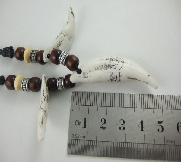 

10pcs imitation white wolf tooth adjustable resin pendant necklace9591685, Silver