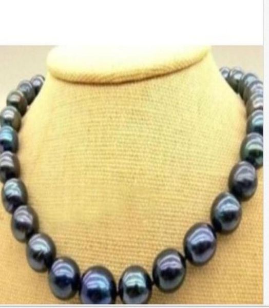 

stunning1011mm tahitian round black red green pearl necklace 18quot1639631, Silver