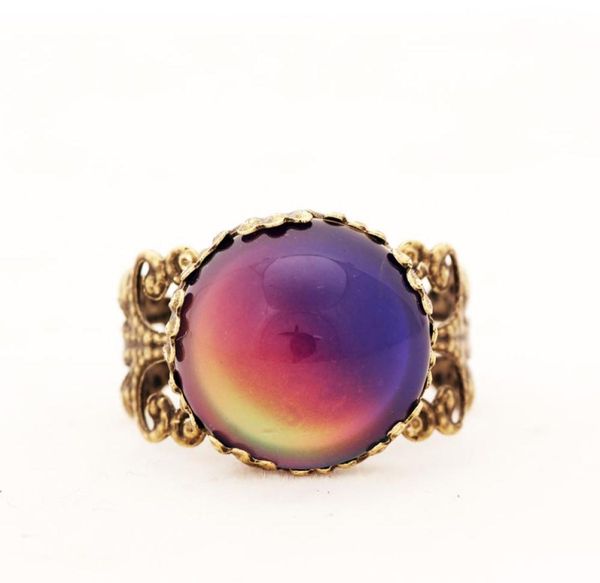 

fashion women emotion feeling ring changeable color change female party wedding birthday jewelry gift mjrgm019747726, Golden;silver