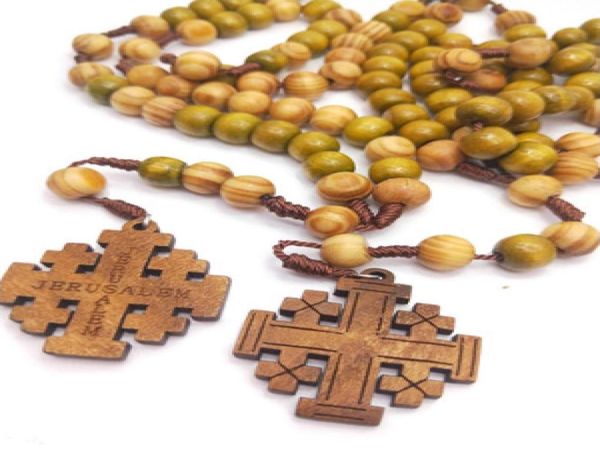 

new fashion handmade wooden beads weave the jerum religious catholic ornament cross jesus rosary necklace god bless you8012946, Silver
