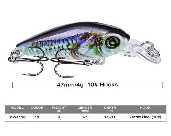 

10 color crank plastic hard baits lures 47cm 4g 10 fishing hooks pesca fis bbyhjr yhshop20103551588