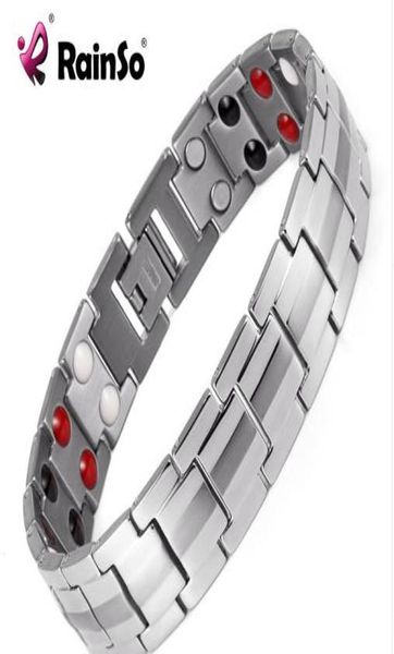 

rainso fashion jewelry healing fir magnetic titanium bio energy bracelet for men blood pressure accessory silver bracelets7814995, Golden;silver