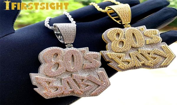 

pendant necklaces iced out bling cz letters 80039s baby necklace two tone color zircon alphabet charm men039s women hip hop 2635288, Silver