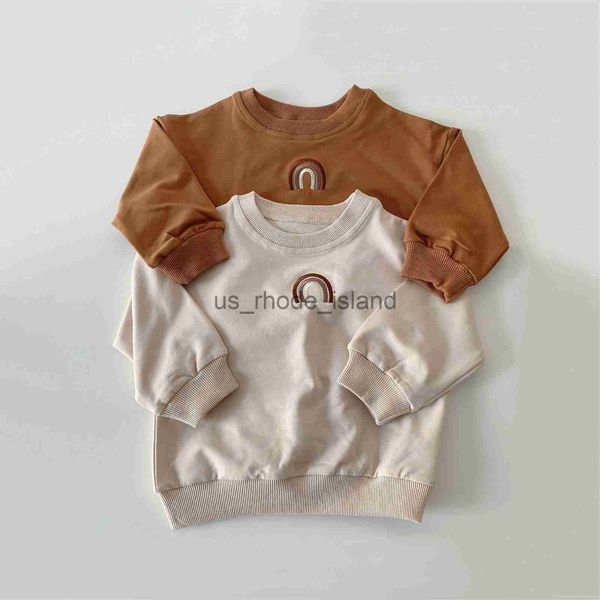 

jackets hoodies autumn baby girls embroidery rainbow sweatshirts long sleeve kids toddler boys pullover sweatshirt rainbow t-shirt clothes