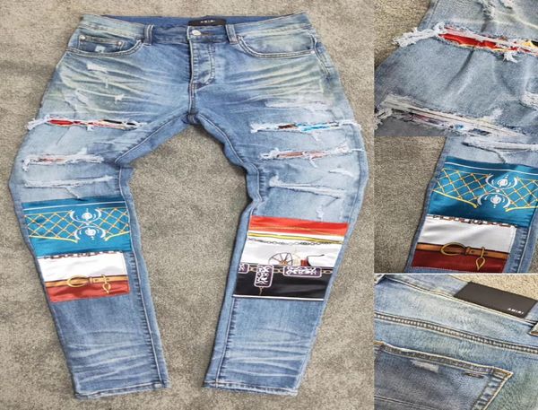 

new fashion washed do old embroidery five star suede light blue jeans with micro bounce slim ami man size 30405753056