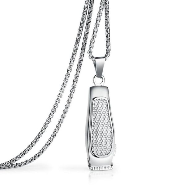 

pendant necklaces hip hop barber shop tools necklace pole razor chain hairdresser stainless steel for men bijoux3951805, Silver
