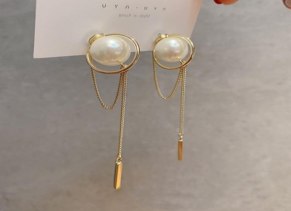 

japan and south korea popular high sense pearl tassel earrings 925 silver needle earrings long personalized female earrings wholes4125999