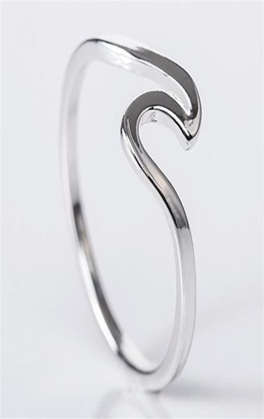 

plated silver wave ring fashion summer beach wave rings for women size 5 6 7 8 9 10 125 u24509281