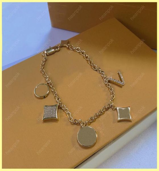 

2022 womens designer bracelet fashion luxury farandole gold link flowers letters pendent bracelets for women party wedding brands 6179931, Black