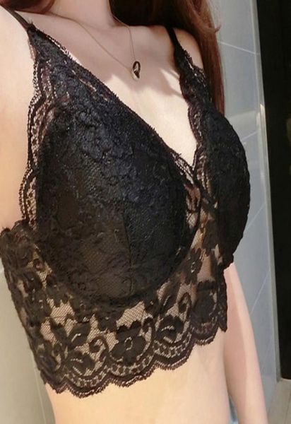 

wholelace crochet women padded crop bralette bralet bra bustier camisole tank s1m7491103, Black;white