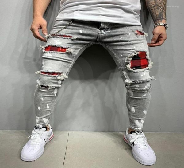

fashion men039smen039s slim fit ripped feet jeans 2021 autumn skinny hole jean pants street men denim trousers vaqueros homb7085617, Blue