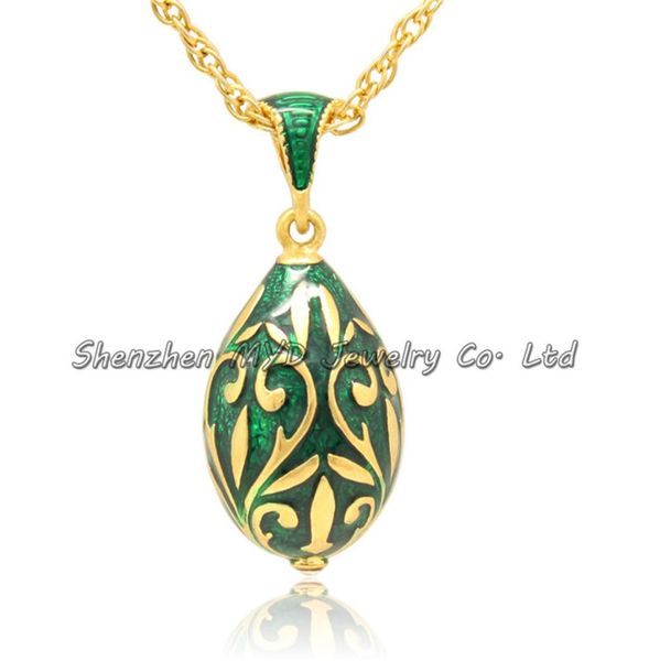 

fashion women jewelry real gold plated hand enameled russian style faberge egg pendant necklace with chain6368398, Silver